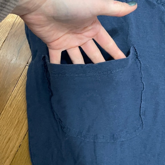 Natural Life Navy Blue Cotton Button Front Wide Leg Jumpsuit Romper Women's S/M - Picture 3 of 6